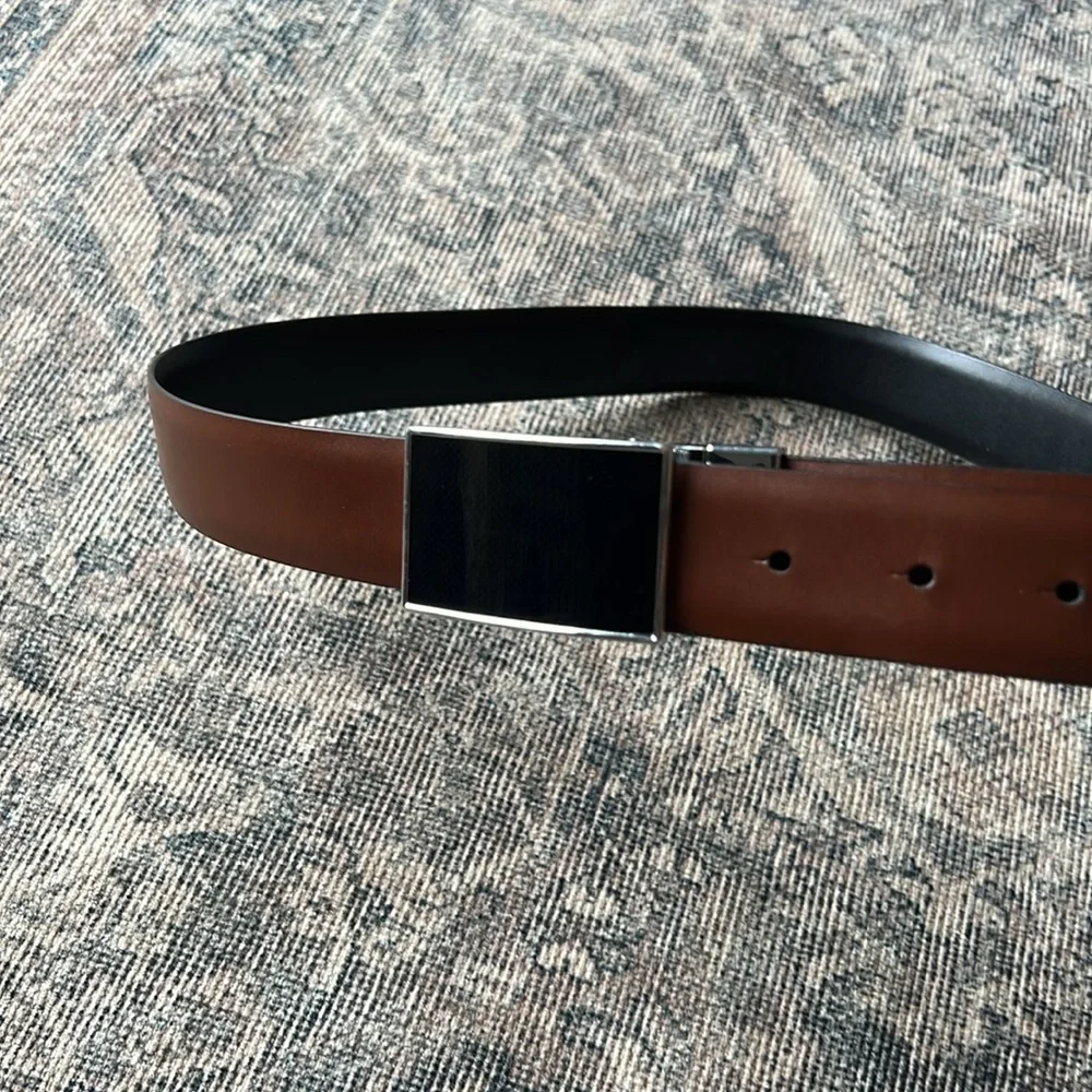 Reversible‎ Leather Belt with Silver Buckle